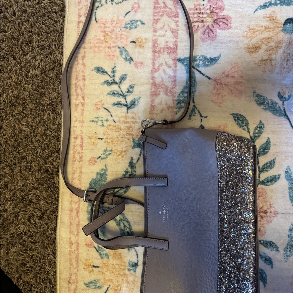 Kate Spade Lavender and Silver Glitter Satchel